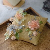 Romantic Pink&Green Brides Barrettes AP-3905