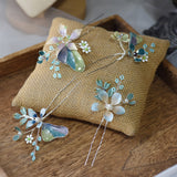 Green Girls Hairpins Brides Barrettes AP-4382T