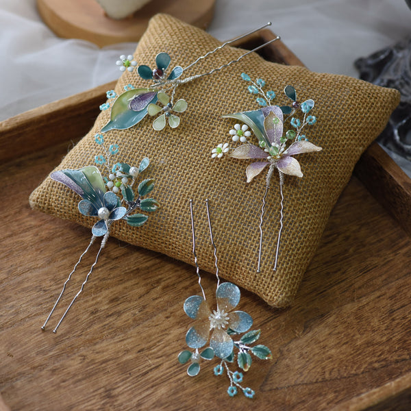Green Girls Hairpins Brides Barrettes AP-4382T