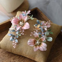 Handmade Peach Pink Flower Girls Earring