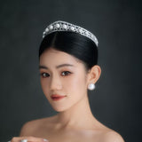 Elegant Pearls Crystals Wedding Crown Headpieces ASL-0494