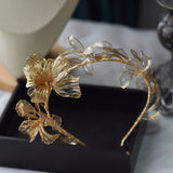 Royal Gold flower wedding tiara At-4775