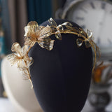 Royal Gold flower wedding tiara At-4775
