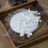 Brides White Hat with Flower ISW0570