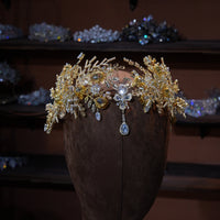 Baroque gold crystal brides Tiaras crown