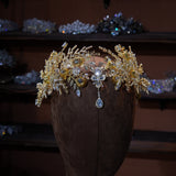 Baroque gold crystal brides Tiaras crown
