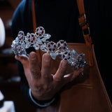 Burgundy zircon tiara wedding set crown 0304