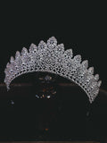 Royal Plated Zircon Crystal Wedding Silver Tiara Crown
