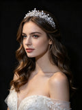 European Pearls&Zircon Brides Tiaras Headbands for Wedding 18096