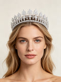 Oversize Gold Full Zircon Crystal Brides Tiaras Crowns TR0350