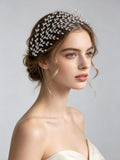 Korean Leaf Crystal Tiaras Headbands Wedding Hair Accessory