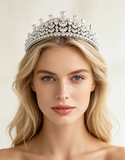 Luxury Silver Zircon Wedding Tiaras Crowns ASW1058