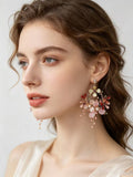 Cute Pink Flower Woman Earring