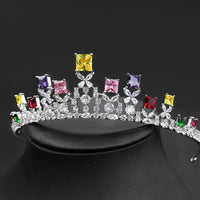 Colorful zircon tiara with necklace set 29528