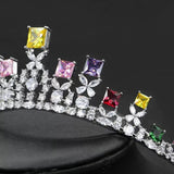Colorful zircon tiara with necklace set 29528