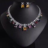 Colorful zircon tiara with necklace set 29528
