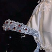 Red zircon tiara wedding crown 0309