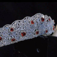 Red zircon tiara wedding crown 0309