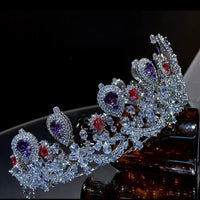 Multi color zircon tiara wedding crown 0294