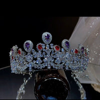 Multi color zircon tiara wedding crown 0294