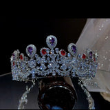 Multi color zircon tiara wedding crown 0294