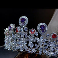Multi color zircon tiara wedding crown 0294