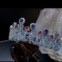 Multi color zircon tiara wedding crown 0294