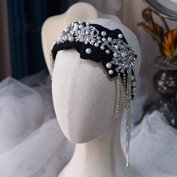 Romantic Black Flannelette Rhinestone Wedding Headbands