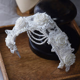 Romantic Beige Lace& Flower Wedding Headbands