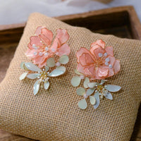 Korean Pinky Flwoer Hanacraft Earring luxury Girls Evening Earrings