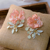 Korean Pinky Flwoer Hanacraft Earring luxury Girls Evening Earrings