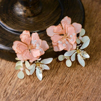 Korean Pinky Flwoer Hanacraft Earring luxury Girls Evening Earrings