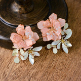 Korean Pinky Flwoer Hanacraft Earring luxury Girls Evening Earrings