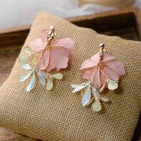 Korean Pinky Flwoer Hanacraft Earring luxury Girls Evening Earrings
