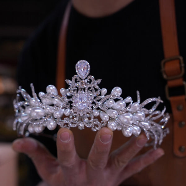 ST1-17507 Royal Zircon&Pearls Wedding Tiaras
