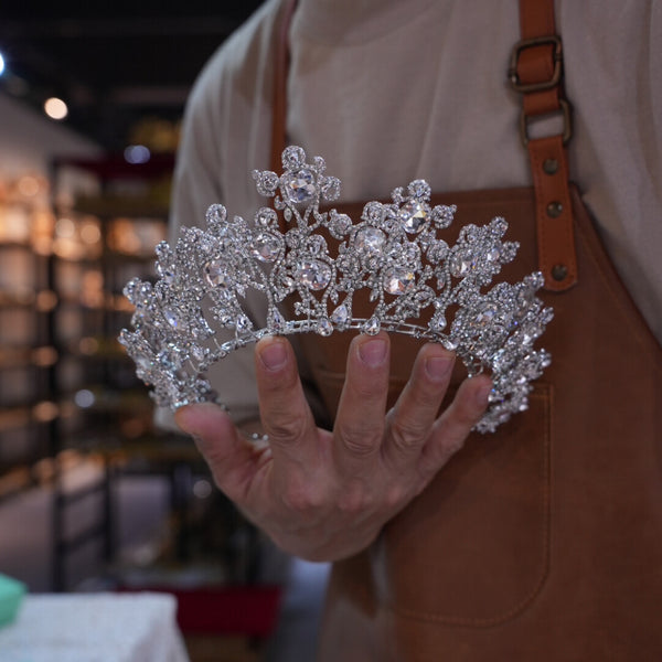 ST1-17519 Irregular Pearls&Zircon Wedding Tiaras Headpieces