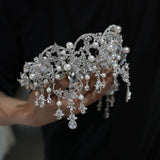 ST1-17605 Pearls&Zircon Forehead Wedding Tiaras Crowns
