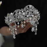ST1-17605 Pearls&Zircon Forehead Wedding Tiaras Crowns