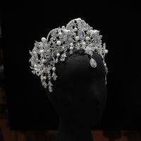 ST1-17605 Pearls&Zircon Forehead Wedding Tiaras Crowns