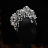 ST1-17605 Pearls&Zircon Forehead Wedding Tiaras Crowns