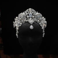 ST1-17605 Pearls&Zircon Forehead Wedding Tiaras Crowns