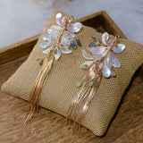 Sweety Pinky Flower Woman Evening Tassels Earrings Girls
