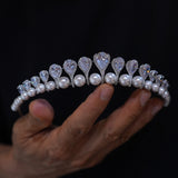 17942 Korean Pearls&Crystal Wedding Tiaras Headpieces