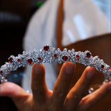 Elegant Burgundy Crystals Wedding Crown Headpieces asl-0274