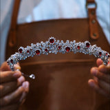 Elegant Burgundy Crystals Wedding Crown Headpieces asl-0274