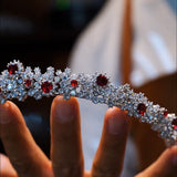 Elegant Burgundy Crystals Wedding Crown Headpieces asl-0274