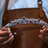 Elegant Burgundy Crystals Wedding Crown Headpieces asl-0274