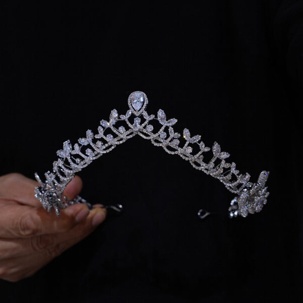 Pretty Silver Zircon Bridal Crowns Tiaras ASL-0285