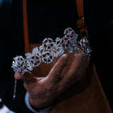 Elegant Burgundy Crystals Wedding Crown Headpieces asl-0304