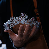 Elegant Burgundy Crystals Wedding Crown Headpieces asl-0304